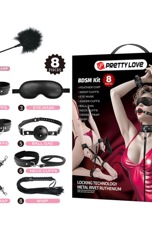 PRETTY LOVE – KIT BDSM 8 PIEZAS NEGRO