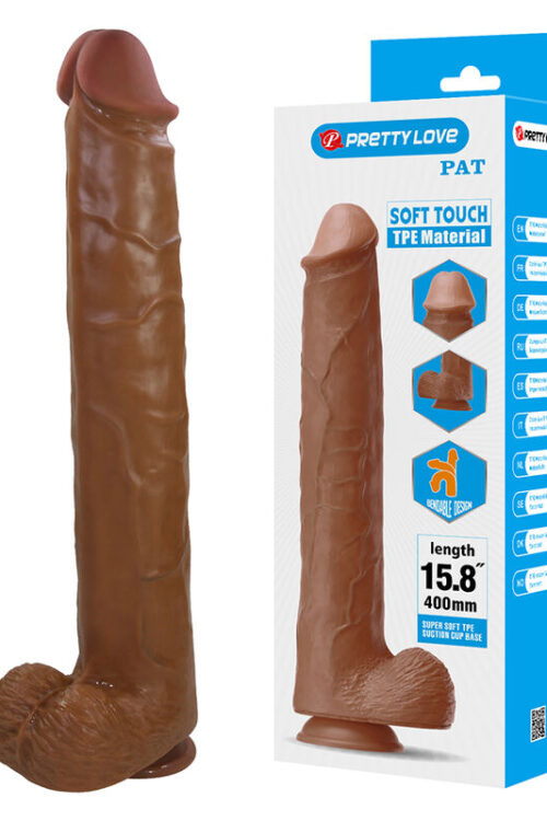 PRETTY LOVE – PAT DILDO REALÍSTICO FLEXIBLE CON VENTOSA 40 CM -Ø- 6 CM MARRÓN