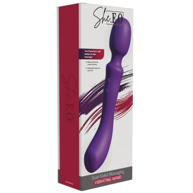 SHE.E.O - WAND MASAJEADORA VIBRADORA DE DOBLE EXTREMO MORADA - Imagen 4