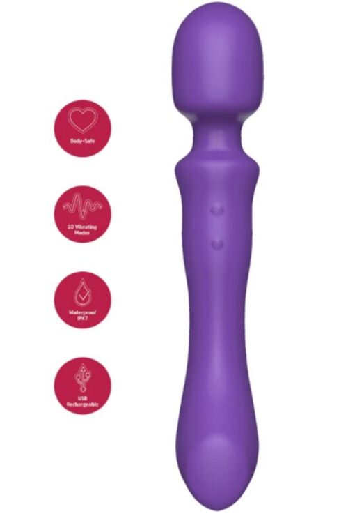 SHE.E.O – WAND MASAJEADORA VIBRADORA DE DOBLE EXTREMO MORADA