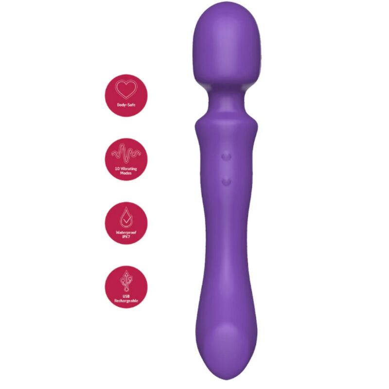 SHE.E.O – WAND MASAJEADORA VIBRADORA DE DOBLE EXTREMO MORADA