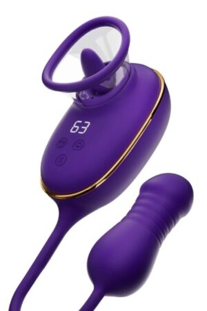 SHE.E.O - SUCCIONADOR DE CLÍTORIS CON EFECTO LICKING Y ESTIMULADOR ANAL MORADO