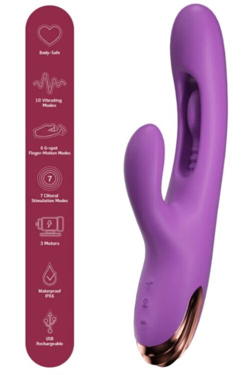SHE.E.O – VIBRADOR RABBIT PUNTO G CON MOVIMIENTO DIGITAL MORADO
