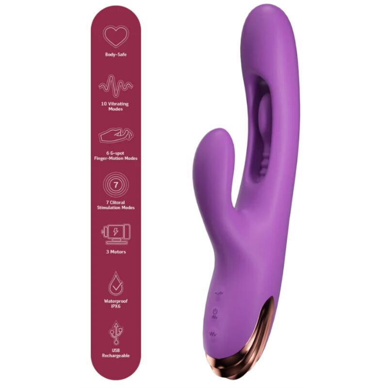 SHE.E.O – VIBRADOR RABBIT PUNTO G CON MOVIMIENTO DIGITAL MORADO