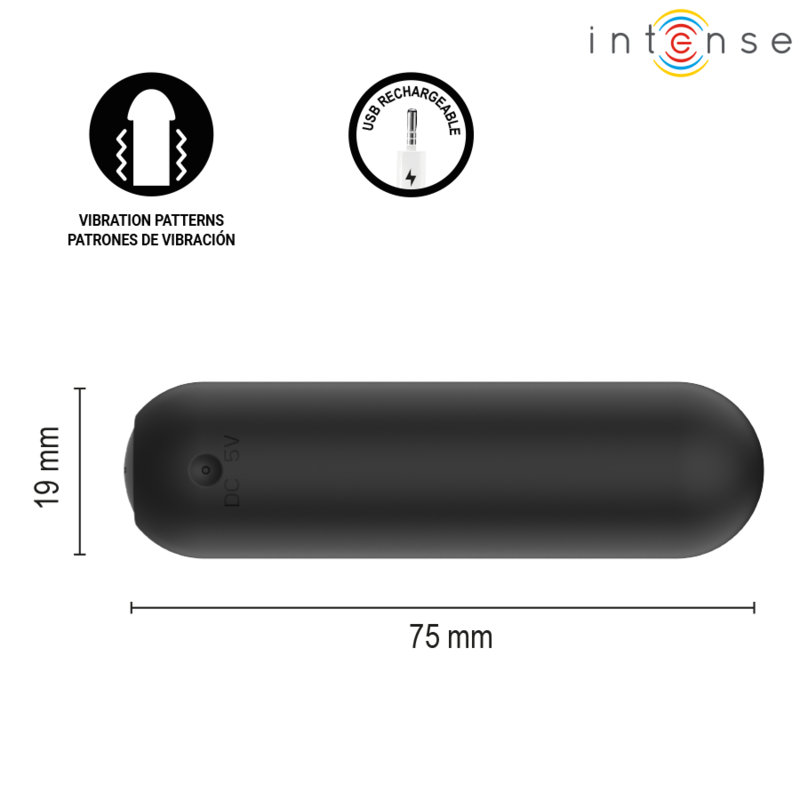 INTENSE – JUDY BALA VIBRADORA RECARGABLE CON CONTROL REMOTO NEGRO