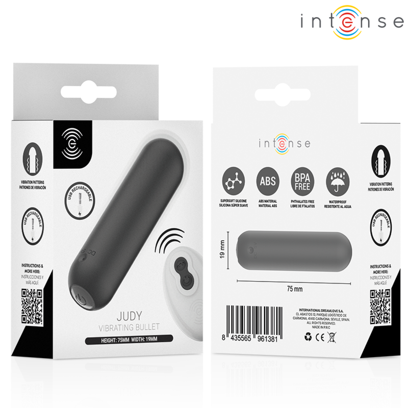 INTENSE - JUDY BALA VIBRADORA RECARGABLE CON CONTROL REMOTO NEGRO - Imagen 3
