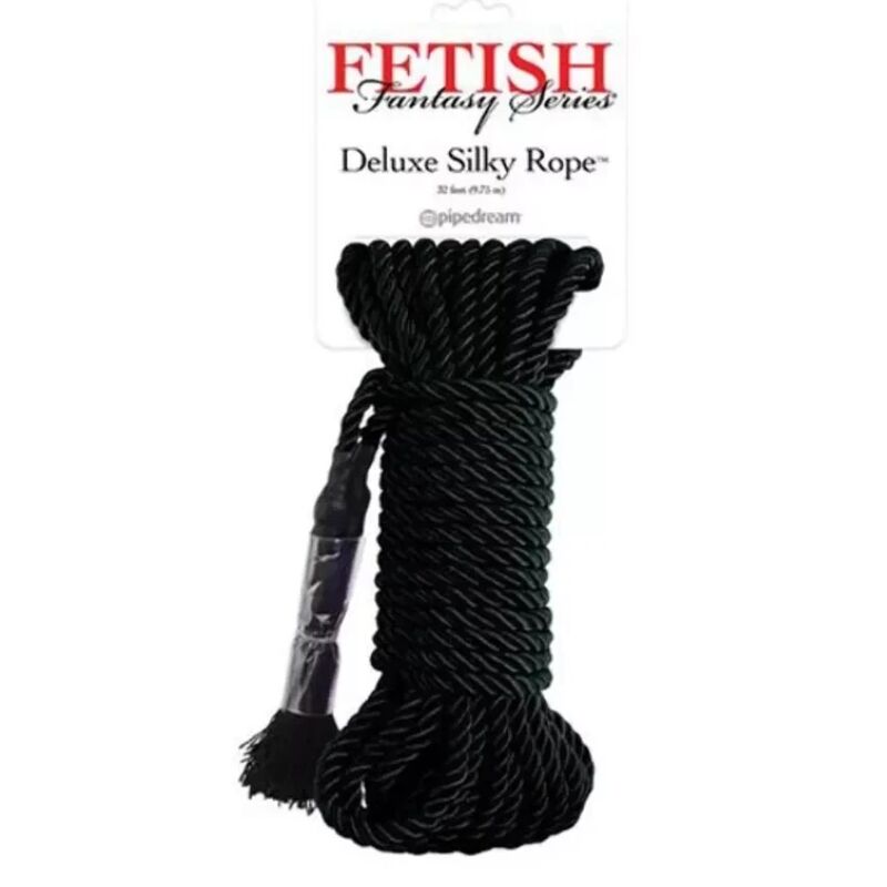 FETISH FANTASY SERIES - CUERDA DE SEDA DELUXE NEGRA 9,75 M