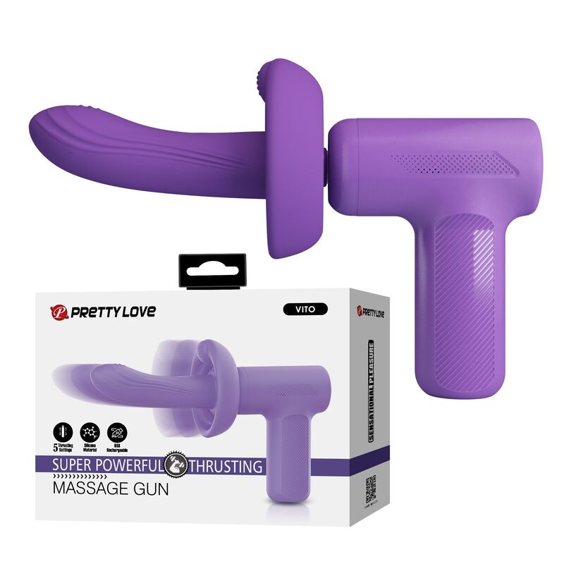 PRETTY LOVE - VITO PISTOLA DE MASAJE CON EMPUJE 5 MODOS MORADO - Imagen 10