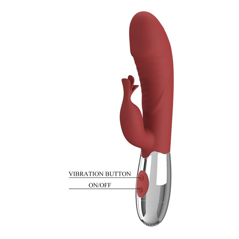 PRETTY LOVE – VIBRADOR RABBIT ROSEWOOD 30 FUNCIONES RECARGABLE USB ROJO