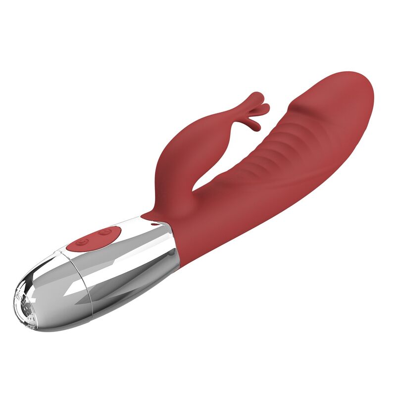PRETTY LOVE - VIBRADOR RABBIT ROSEWOOD 30 FUNCIONES RECARGABLE USB ROJO - Imagen 7