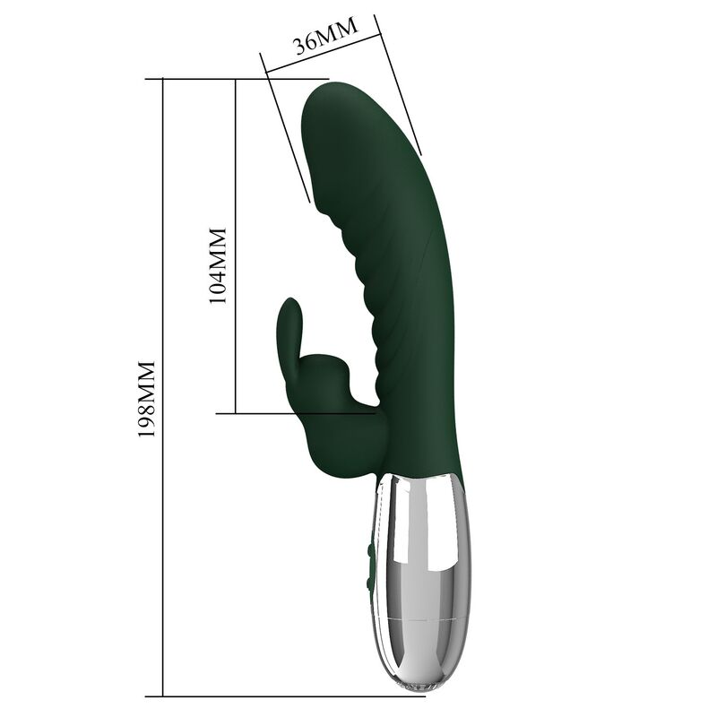 PRETTY LOVE - VIBRADOR RABBIT NAUGHTY BUNNY 30 FUNCIONES RECARGABLE USB VERDE - Imagen 5