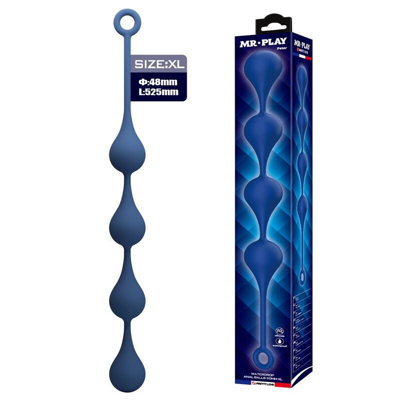 MR PLAY - BOLAS ANALES SILICONA AZUL TALLA XL -Ø- 52,5 CM - Imagen 7