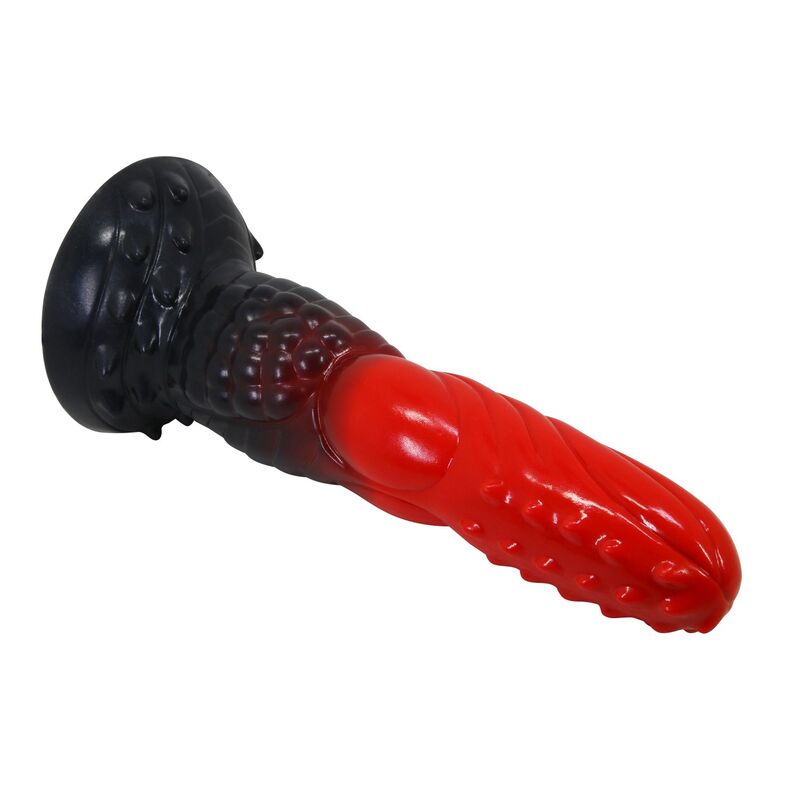 POWER MONSTERS - FIRE DRAGON DILDO FANTASÍA CON VENTOSA 24,5 CM Ø 5,8 CM ROJO Y NEGRO - Imagen 3