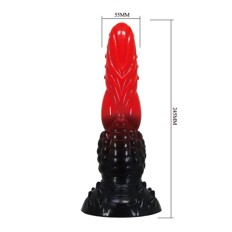 POWER MONSTERS - FIRE DRAGON DILDO FANTASÍA CON VENTOSA 24,5 CM Ø 5,8 CM ROJO Y NEGRO - Imagen 8