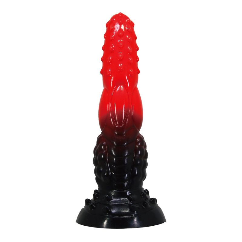 POWER MONSTERS - FIRE DRAGON DILDO FANTASÍA CON VENTOSA 24,5 CM Ø 5,8 CM ROJO Y NEGRO - Imagen 4