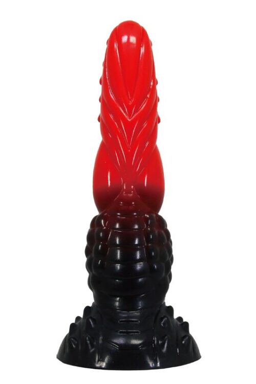 POWER MONSTERS – FIRE DRAGON DILDO FANTASÍA CON VENTOSA 24,5 CM Ø 5,8 CM ROJO Y NEGRO