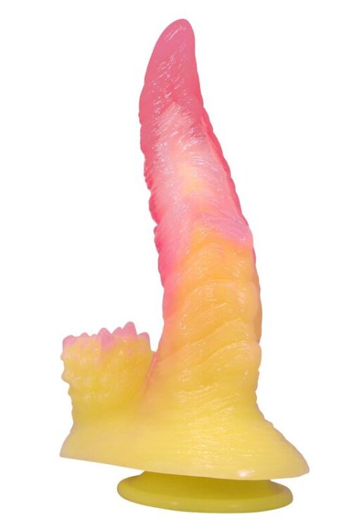 POWER MONSTERS – RIPPLIED MONSTER DILDO FANTASÍA CON VENTOSA 22,5 CM Ø 5,5 CM ROSA Y AMARILLO