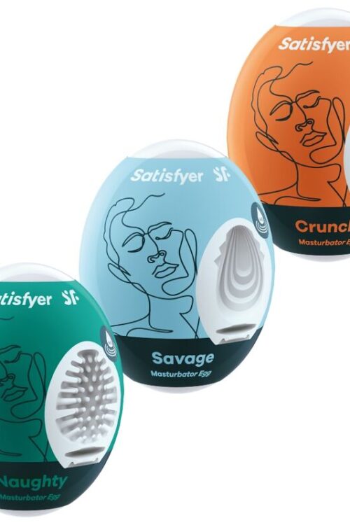 SATISFYER – 3 HUEVOS MASTURBADORES NAUGHTY, SAVAGE & CRUNCHY