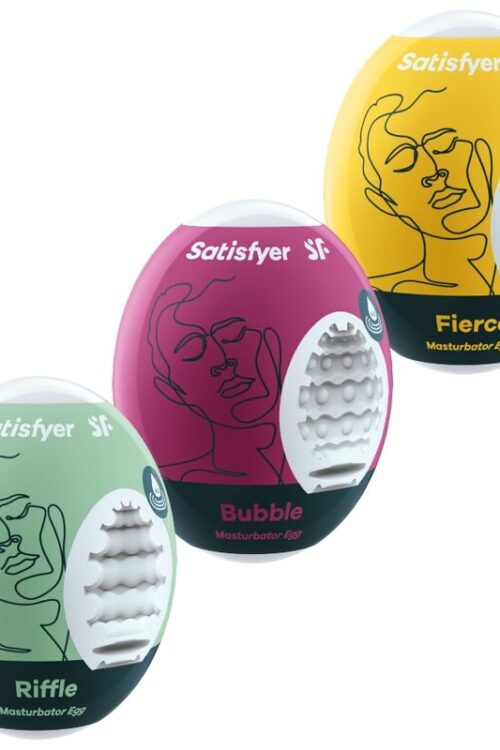 SATISFYER – 3 HUEVOS MASTURBADORES RIFFLE, BUBBLE & FIERCE
