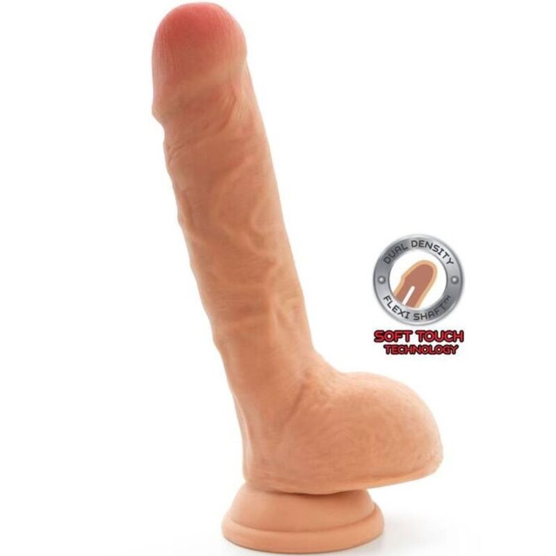 GET REAL – DUAL DENSITY DILDO 18 CM CON TESTÍCULOS NATURAL