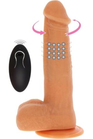 GET REAL - DILDO VIBRADOR CON BOLAS GIRATORIAS NATURAL