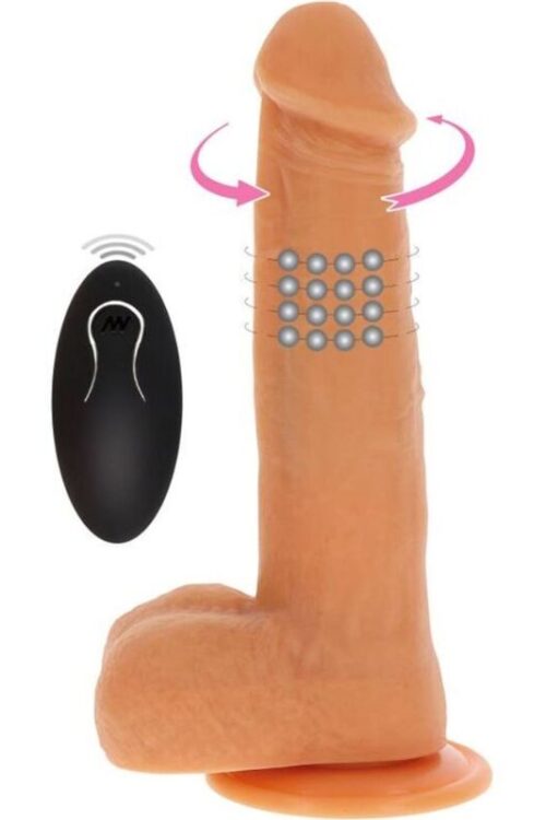 GET REAL – DILDO VIBRADOR CON BOLAS GIRATORIAS NATURAL