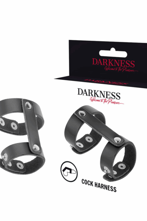 DARKNESS – ANILLO PENE Y TESTÍCULOS AJUSTABLE LEATHER