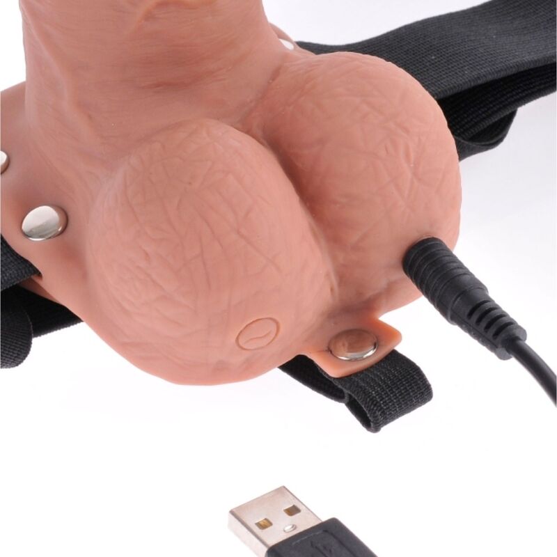 FETISH FANTASY SERIES - ARNÉS AJUSTABLE PENE REALÍSTICO CON TESTÍCULOS RECARGABLE Y VIBRADOR 17.8 CM - Imagen 2