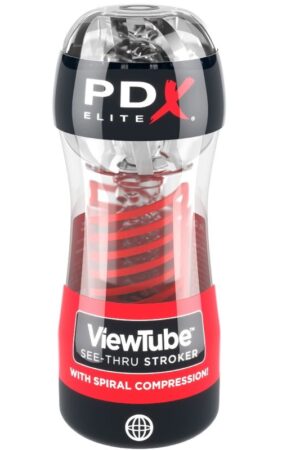 PDX ELITE - MASTURBADOR STROKER VIEWTUBE 2 COMPRESION ESPIRAL TRANSPARENTE