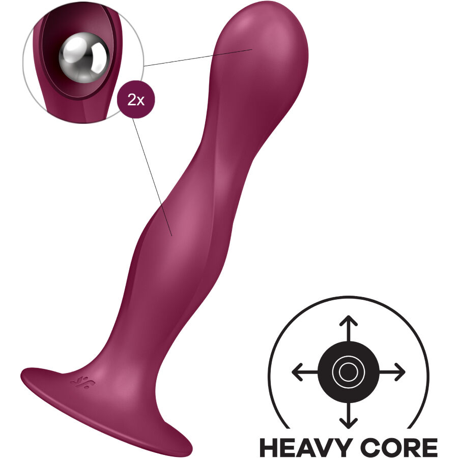 SATISFYER - DOUBLE BALL-R DILDO SILICONA GRANATE - Imagen 3