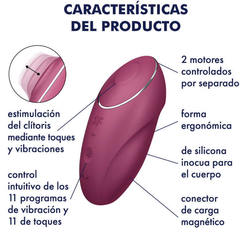 SATISFYER - TAP & CLIMAX 1 VIBRADOR LAY-ON ROJO - Imagen 2