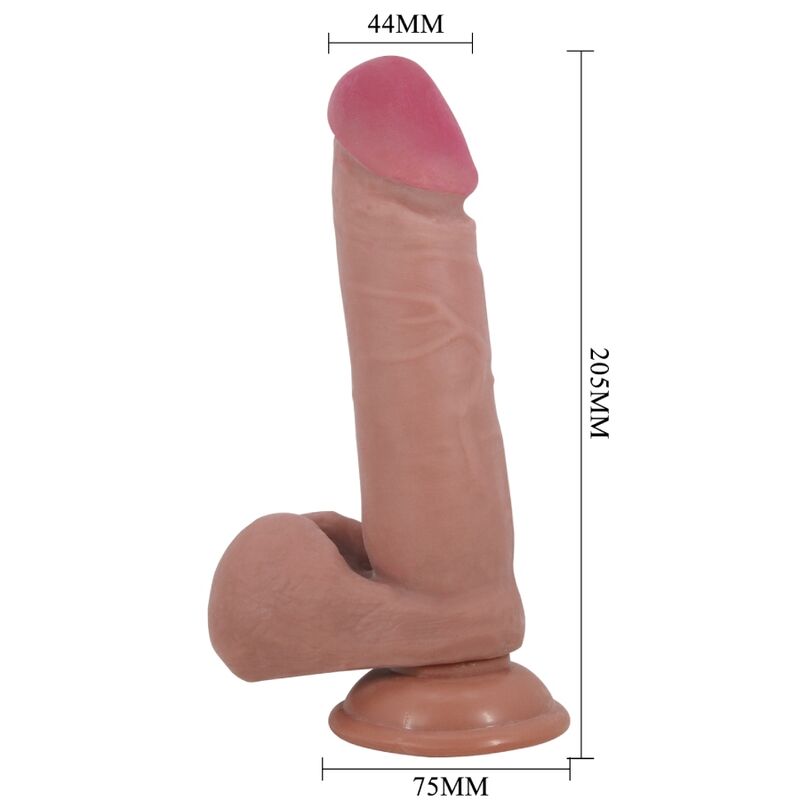 PRETTY LOVE - SLIDING SKIN SERIES DILDO REALÍSTICO CON VENTOSA PIEL DESLIZANTE MULATO 20.5 CM - Imagen 3