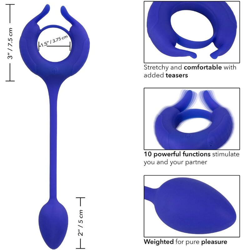 CALEXOTICS - ADMIRAL ANILLO CON PESO PARA PENE AZUL - Imagen 2