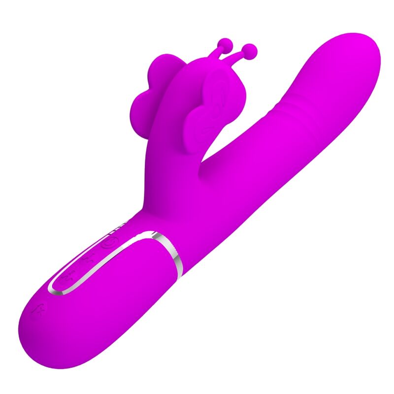 PRETTY LOVE - VIBRADOR RABBIT MULTIFUNCIÓN 4 EN 1 MARIPOSA FUCSIA - Imagen 8