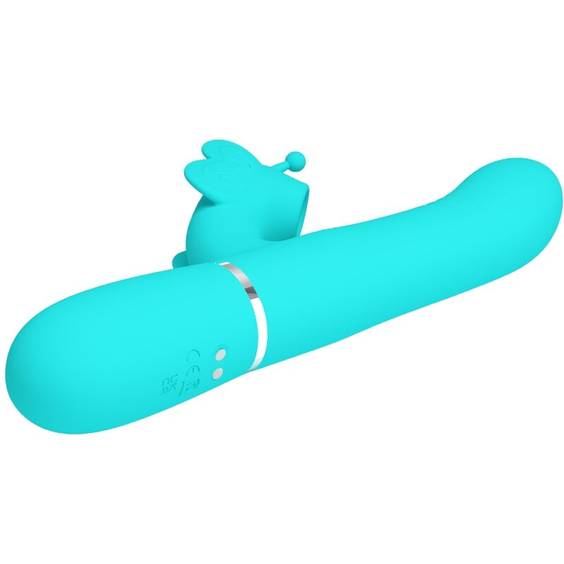 PRETTY LOVE - VIBRADOR RABBIT MULTIFUNCIÓN 4 EN 1 MARIPOSA VERDE AGUA - Imagen 7