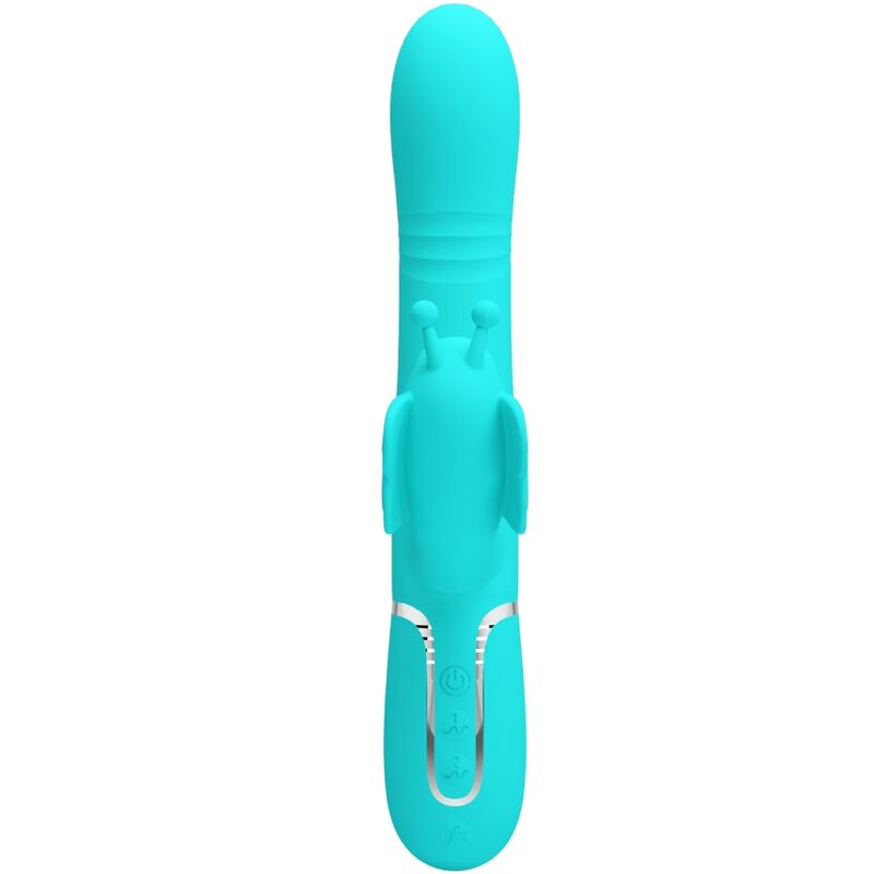 PRETTY LOVE - VIBRADOR RABBIT MULTIFUNCIÓN 4 EN 1 MARIPOSA VERDE AGUA - Imagen 4