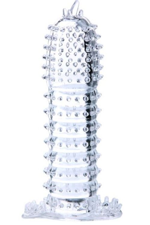 BAILE – FUNDA PARA PENE CON PUNTOS ESTIMULANTES TRANSPARENTE 14 CM