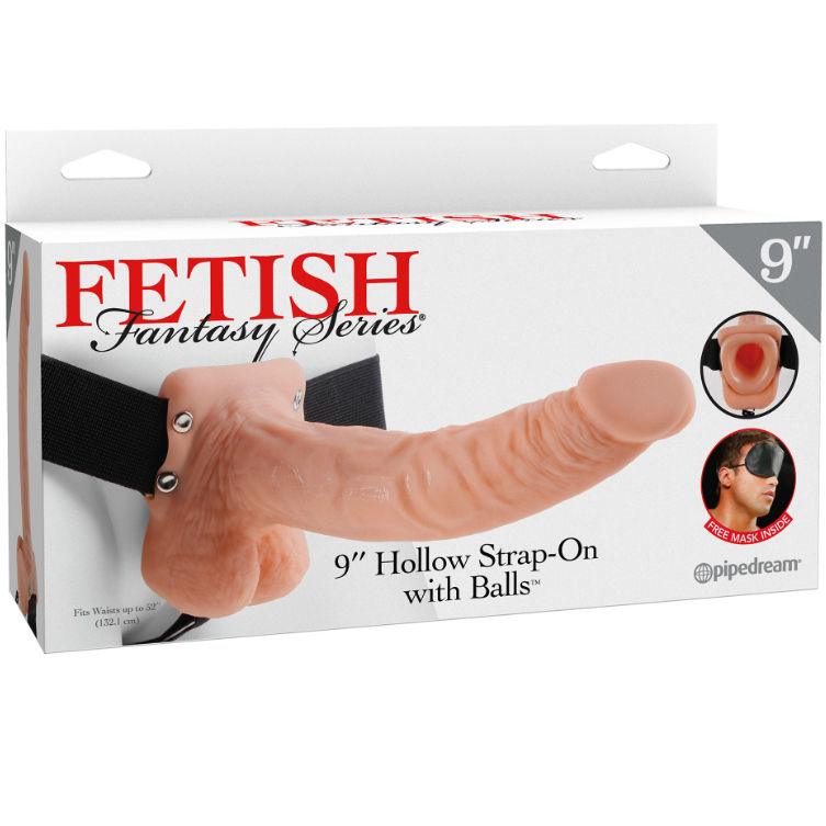 FETISH FANTASY SERIES - 9 HOLLOW STRAP-ON WITH BALLS 22.9CM NATURAL - Imagen 6