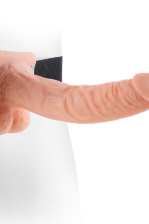 FETISH FANTASY SERIES - 9 HOLLOW STRAP-ON WITH BALLS 22.9CM NATURAL
