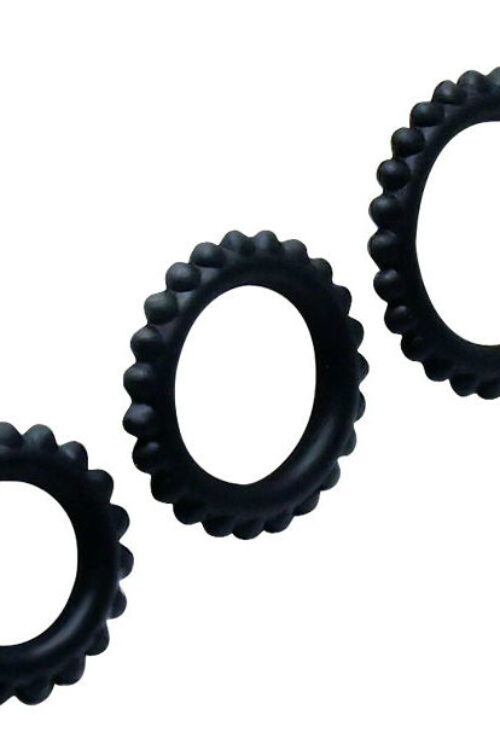BAILE – TITAN SET 3 PCS COCK RING BLACK 2.8 + 2.4 + 1.9 CM