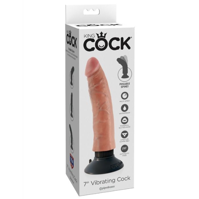 KING COCK - DILDO VIBRADOR 17.78 CM NATURAL - Imagen 7