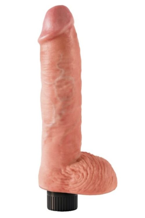 KING COCK – DILDO VIBRADOR CON TESTÍCULOS 25.5 CM COLOR NATURAL