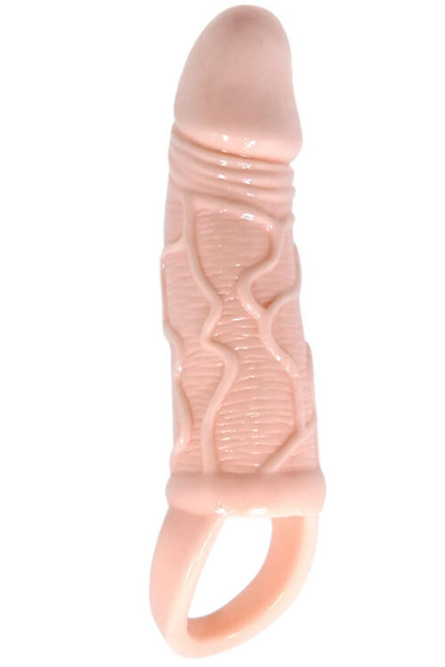 BAILE – FUNDA EXTENSORA PENE CON VIBRACIÓN Y STRAP PARA TESTÍCULOS 13.5 CM