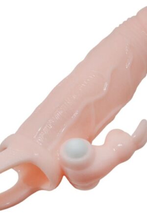 BAILE - BRAVE MAN FUNDA PENE CON RABBIT VIBRADOR 16.5 CM NATURAL