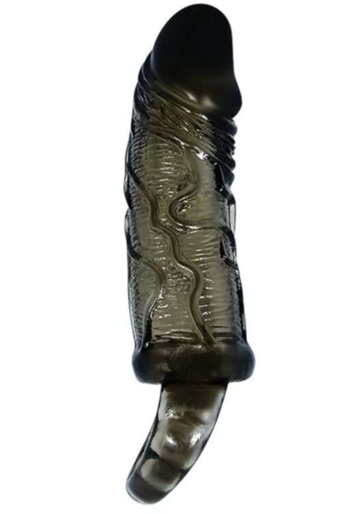 BAILE – FUNDA EXTENSORA PENE CON STRAP PARA TESTÍCULOS NEGRO 13.5 CM