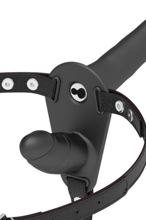 FETISH SUBMISSIVE HARNESS - DOBLE PENETRACIÓN VIBRADOR NEGRO