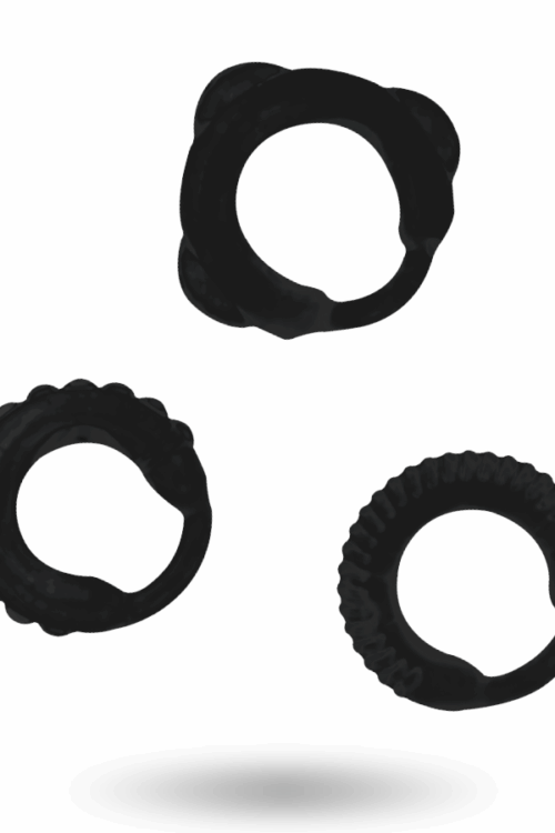 ADDICTED TOYS – SET 3 ANILLOS PENE NEGRO