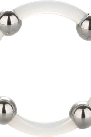 CALEXOTICS - ANILLO DE SILICONA CON CUENTAS DE ACERO TALLA L
