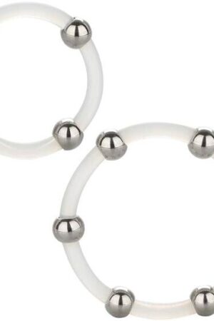 CALEXOTICS - KIT DE 2 UDS ANILLO DE SILICONA CON CUENTAS DE ACERO