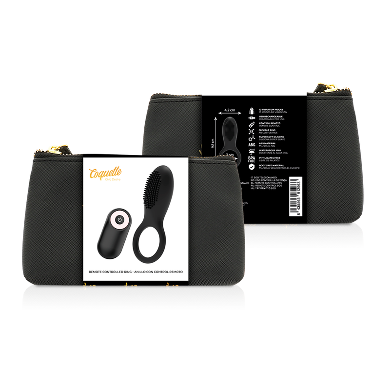 COQUETTE CHIC DESIRE - ANILLO VIBRADOR CONTROL REMOTO RECARGABLE NEGRO / GOLD - Imagen 2